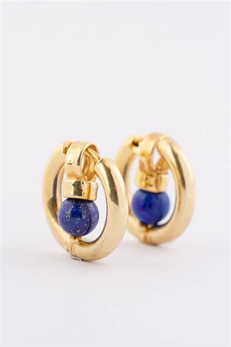 14 Krt Gouden Oor Ringen Met Lapis Lazuli