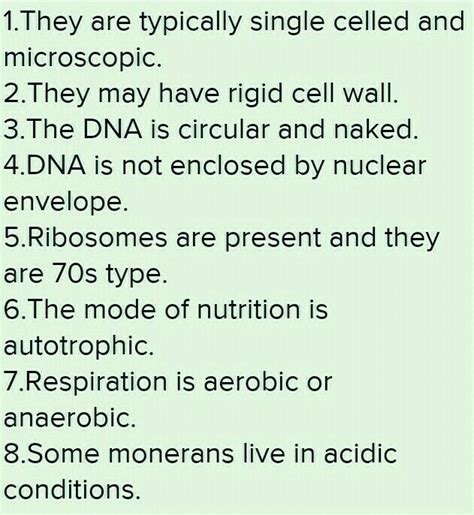 Kingdom Monera Classification Chart