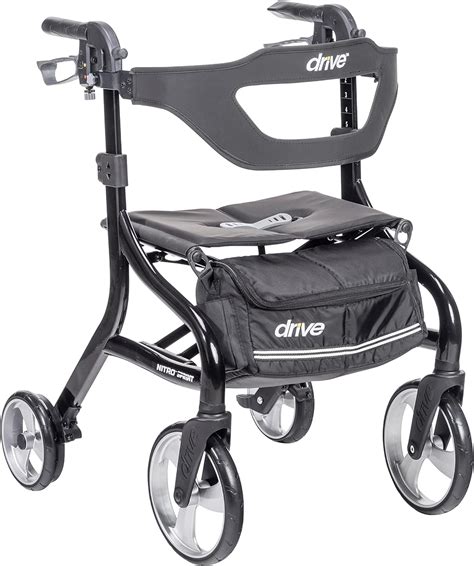 Drive Medical Nitro Sprint Foldable Rollator Walker With Seat Standard