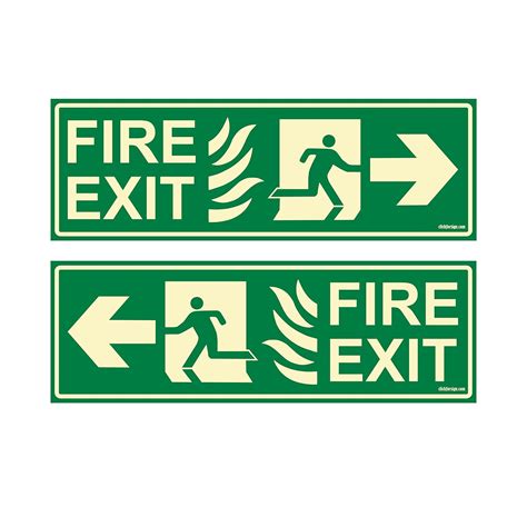 Clickforsign Glow In Dark Fire Exit Signboard Combo Pack Of 4 Right Arrow P2 Left Arrow P2 300