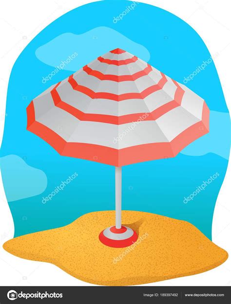 Art Vectoriel Avec Parasol Rayé Sur Plage Image vectorielle Rikley