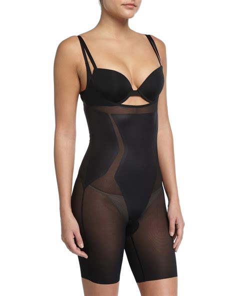 Spanx Thinstincts Open Bust Mid Thigh Bodysuit Neiman Marcus