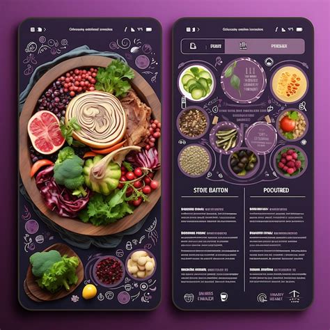 Premium AI Image Mobile App Layout Design Of Nutrition Education Food