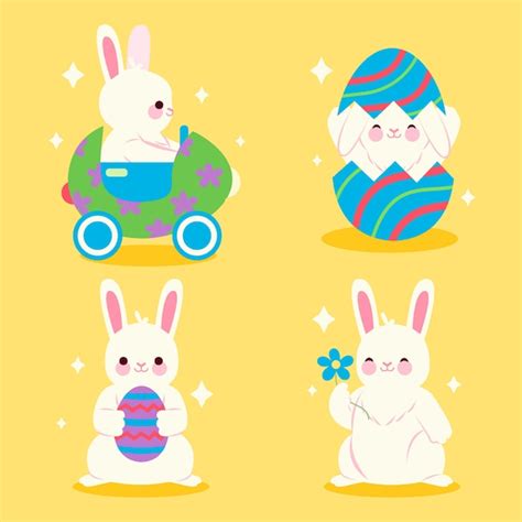 Colecci N De Conejitos De Pascua Planos Vector Gratis