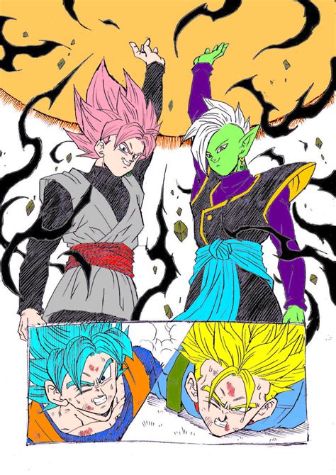 Mirai Trunks Saga Goku Black SSR & Zamasu vs SSB Goku & SSJ2 Future ...