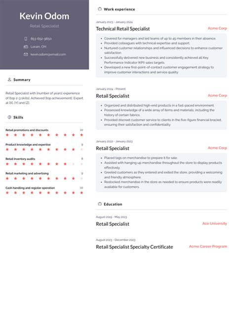 Retail Specialist Resume Examples And Templates