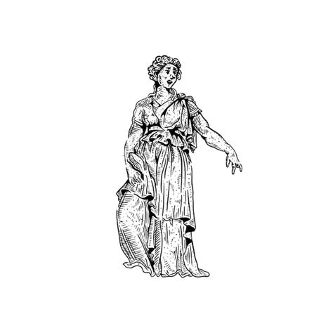 Premium Vector Vintage Retro Ancient Greek Women Standing Pose Vector