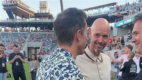 Erik Ten Hag Meets Rob McElhenney Before Man Utd V Wrexham Manchester