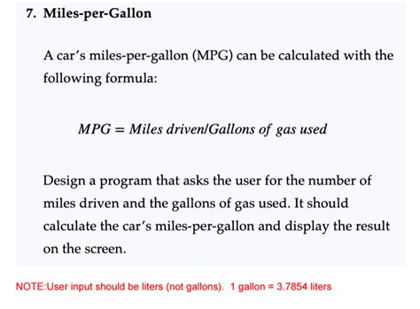 Solved A Cars Miles Per Gallon Mpg Can Be Calculated With