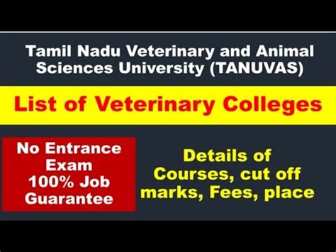 List Of Veterinary Colleges In Tamil Nadu Bvsc Mvsc Phd In