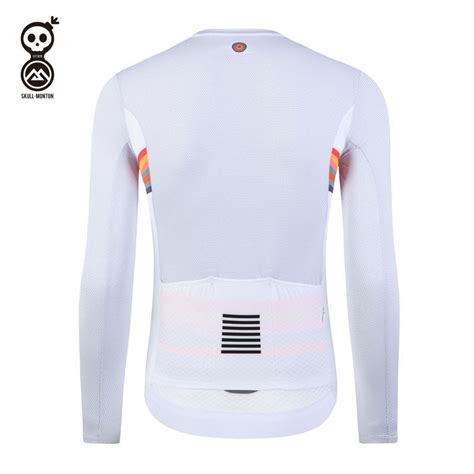 Skull Monton Mens Long Sleeve Cycling Jersey Holiday White Lokka