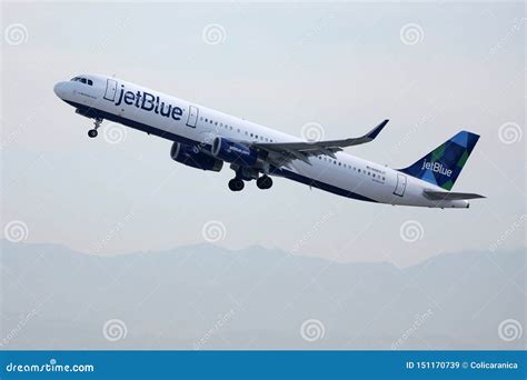 JetBlue Airways Plane Up in the Sky Editorial Stock Image - Image of ...