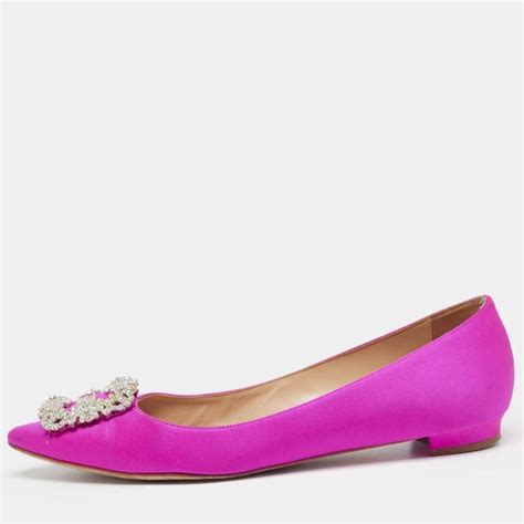 Manolo Blahnik Pink Satin Hangisi Ballet Flats Size 39 Manolo Blahnik