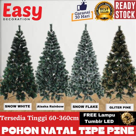 Jual Pohon Natal Mini Daun Pinus Salju Putih Tinggi 60 Cm 2 Ft