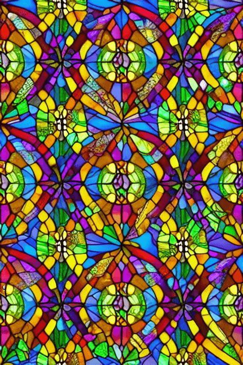 Realistic Shiny Vibrant Stained Glass Lead Lines Seamless Pattern