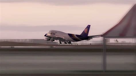 B747 Thai Airways Land 30l Dubai Airportvatsim Flightfs2004 Youtube