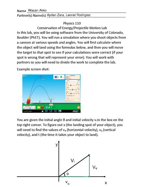 Projectile Motion Lab