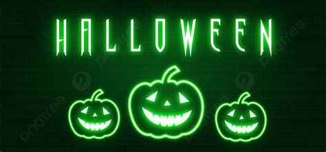 Halloween Creepy Pumpkin Green Neon Design Background Neon Pumpkin