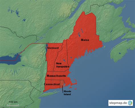 StepMap New England groß Landkarte für USA