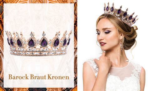 Lurrose Barock K Nigin Krone Runde Goldene Krone Strass Braut Tiara F R