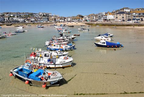 Boats At St Ives Cornwall Picture Framed Mounted Wall Art In Colour