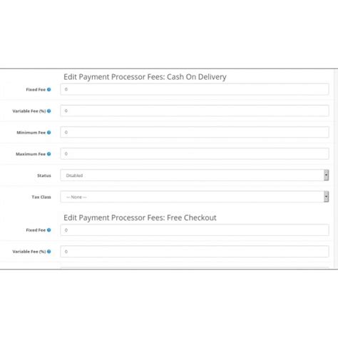 OpenCart Payment Processor Fee Manager