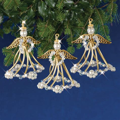 Solid Oak Beaded Ornament Kit Golden Angels