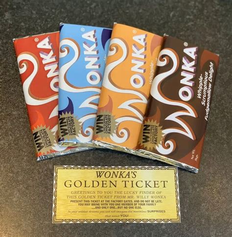 4x Willy Wonka Chocolate 2005 Full Set T Novelty Golden Ticket 100g Big Bar 4 Etsy