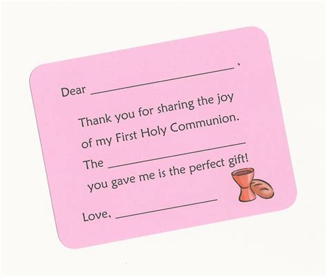 First Holy Communion Thank You Cards Fill in the Blank - Etsy