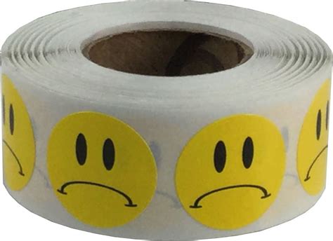 Amazon Yellow Sad Frowny Face Circle Dot Stickers Inch Round