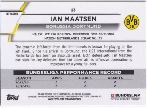 Topps Chrome Bundesliga Num Ro Ian Maatsen Rookie Silver