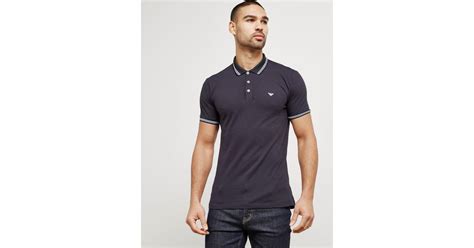 Emporio Armani Mens Basic Tipped Short Sleeve Polo Shirt Navy Blue For