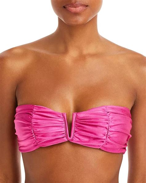 Pq Swim Ruched V Bandeau Bikini Top In Cosmo Pink Shopstyle