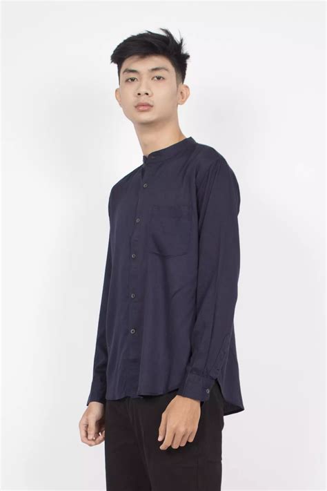 Jual Fortklass Fortklass Arkana Navy Kemeja Polos Pria Lengan Panjang