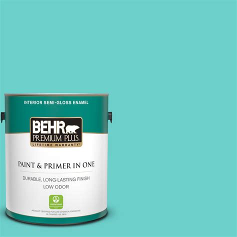 Behr Premium Plus Gal P Hidden Sea Glass Semi Gloss Enamel Low