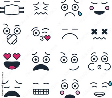 Set of face expressions. Emoji. Facial expressions Stock Vector | Adobe Stock