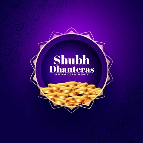 Hermoso fondo de saludo shubh dhanteras con vector de diseño de moneda