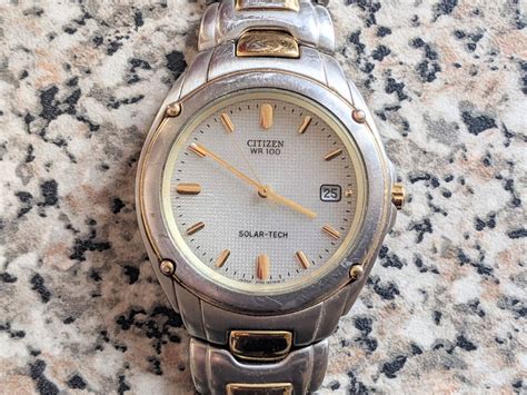 Citizen Eco Drive Wr 100 Solar Tech Mens Watch Working Clasp Needs Repairing Ebay