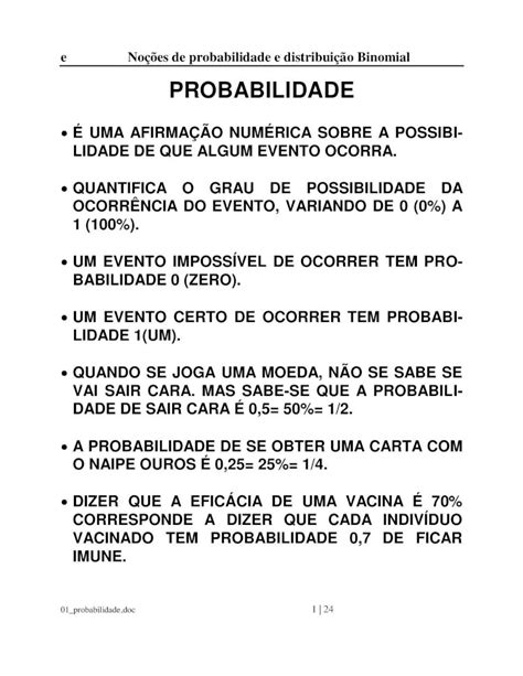 PDF PROBABILIDADE USP Modelo De Probabilidade Binomial Seja E Um