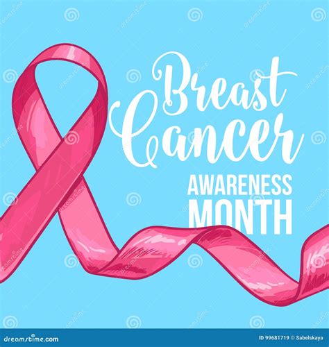 Breast Cancer Awareness Month Banner Poster Template With Pink Ribbon