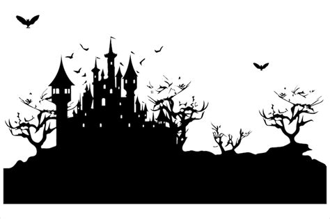 Premium Vector Halloween Haunted House Silhouette Vector Cartoon Illustration