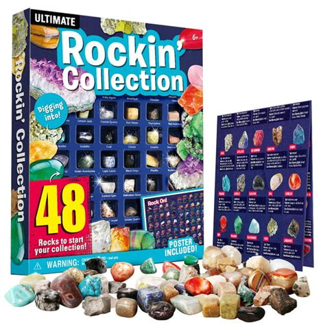 Eduman 48pcs Rock Collection Kit Gemstone Mineral Set Geology Crystal