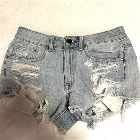 American Eagle Jean Shorts Size 2 Super Cute Barley Depop