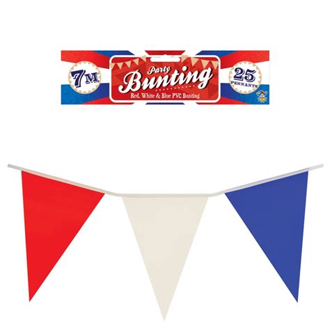 Red White And Blue Party Bunting 7M Long With 25 Flags