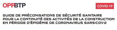 Info Covid Mise Jour Du Guide De Pr Conisations De S Curit