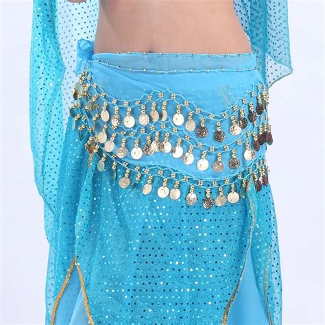 Chiffon 3 Layer Belly Dance Waist Chain Coin Indian Dance Hip Scarf