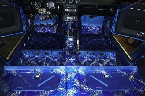 Car Interior with Blue and Black Design