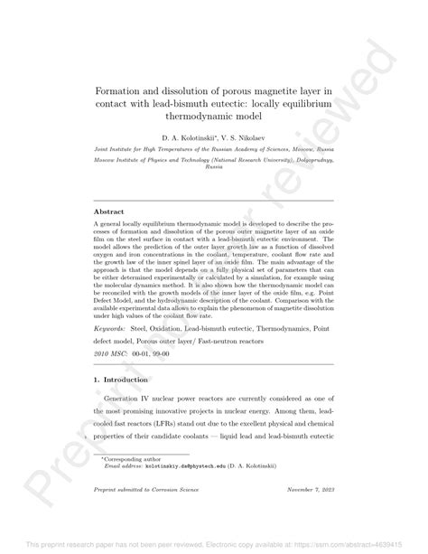 Pdf Formation And Dissolution Of Porous Magnetite Layer In Contact