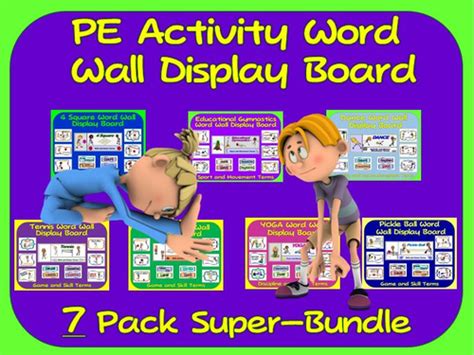 Pe Word Wall Display Boards 7 Pack Pe Activity Super Bundle Teaching Resources