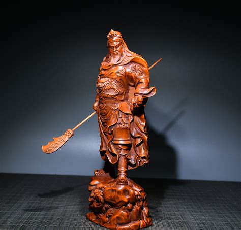 The Statue Of Guan Gong In Chinese Natural Boxwood Is Etsy